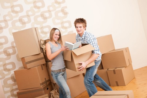 Packing desks, chairs, and office equipment for a Westminster business move